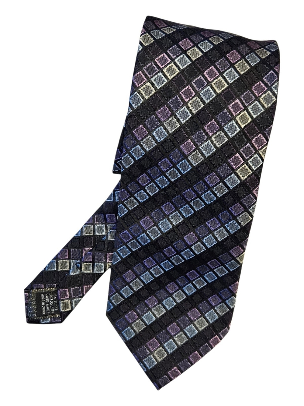 Chereskin Geometric Square Polyester Necktie Purple Black Grey